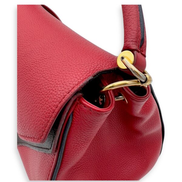 Double V Top Handle Bag Red in Calfskin, Gold hardware - Image 11