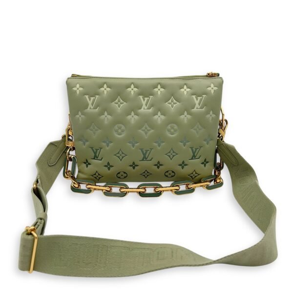 Coussin Crossbody Bag MM Green in Calfskin, Gold hardware - Image 9