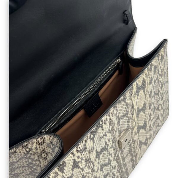 Lilith Top Handle Bag White in Python Leather, Silver hardware - Image 9