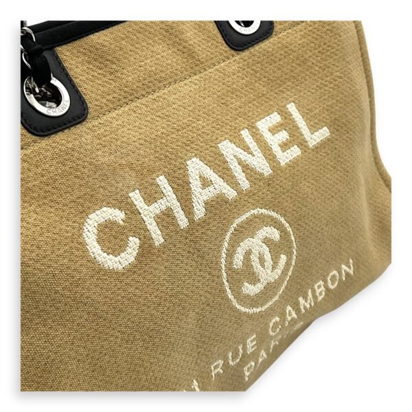 Deauville Tote Bag Beige in Canvas, Silver hardware - Image 9