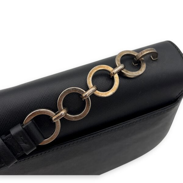 Gancini Shoulder Bag Black in Calfskin, Silver hardware - Image 9