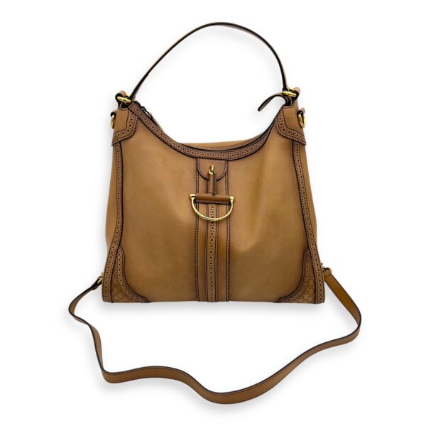 Duilio Brogue Shoulder Bag Brown in Calfskin, Gold hardware - Image 5