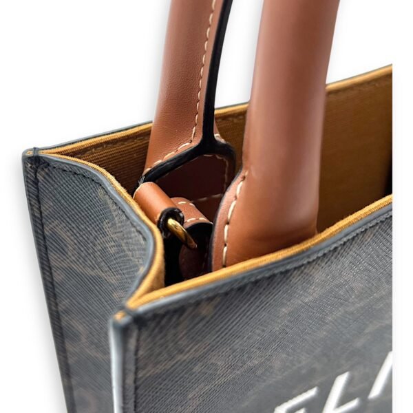 Cabas Triomphe Vertical Top Handle Bag Brown in Coated Canvas, Gold hardware - Image 9