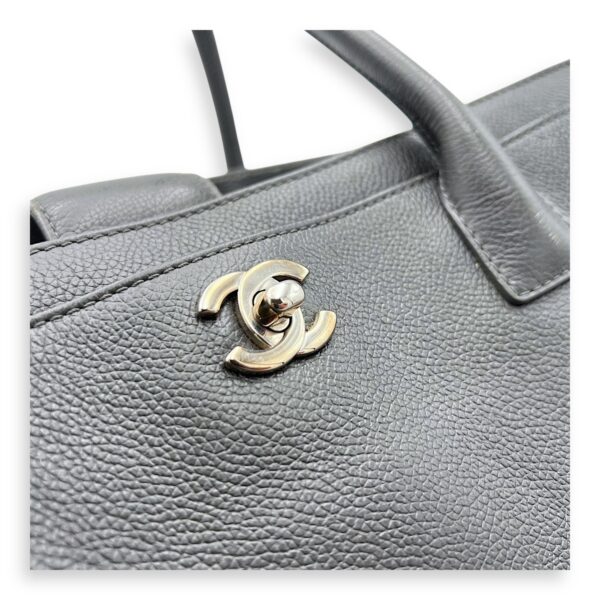 Executive Perf Top Handle Bag Grey in Calfskin, Silver hardware - Image 9