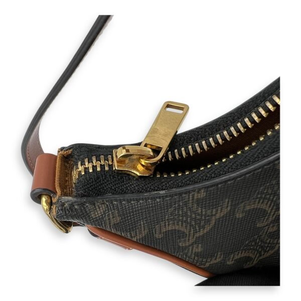 Ava Mini Brown Shoulder Bag in Coated Canvas, Gold hardware - Image 9