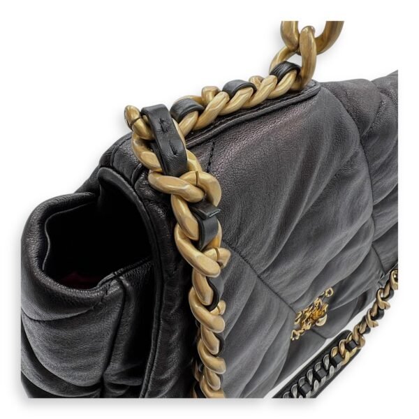 C19 Maxi Black Shoulder Bag in Lambskin, Mixed hardware - Image 7