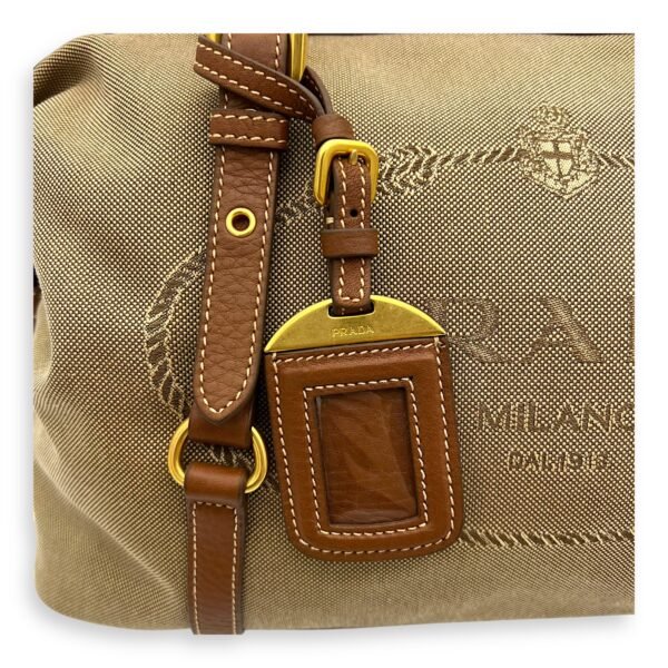 Bauletto Brown Tote Bag in Canvas, Gold hardware - Image 7