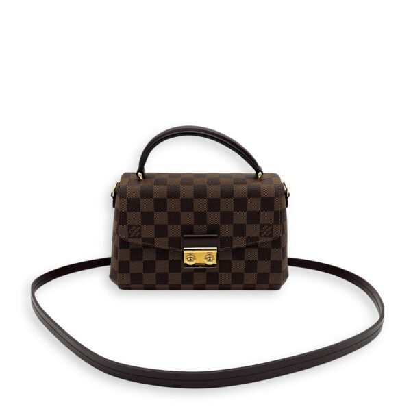 Croisette Top Handle Bag BB Brown in Coated Canvas, Gold hardware - Image 9