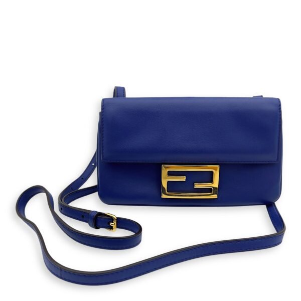 Baguette Blue Crossbody Bag in Calfskin, Gold hardware - Image 5
