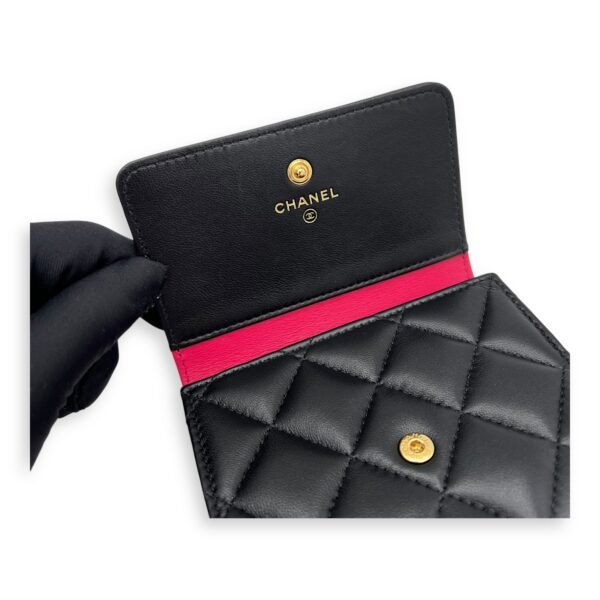 CC Heart Black Wallet in Lambskin, Gold hardware - Image 13