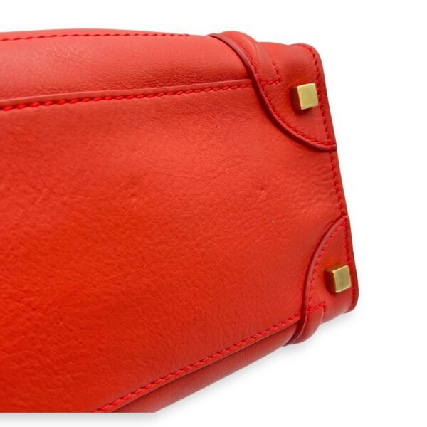 Luggage Top Handle Bag Micro Red in Calfskin, Gold hardware - Image 9