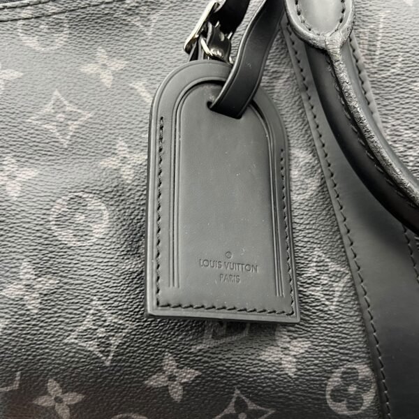 Keepall Bandouliere 45 Monogram Eclipse Duffle Bag in Coated Canvas, Silver hardware - Image 9