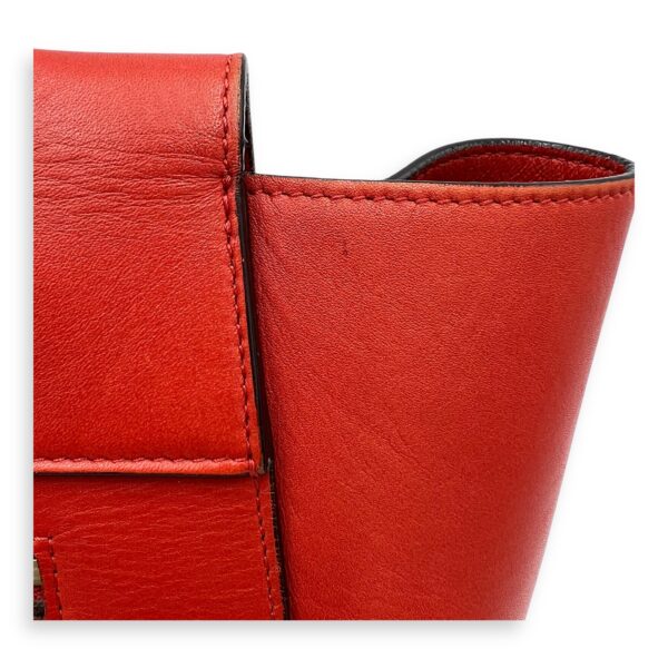 Belt Mini Red Top Handle Bag in Calfskin, Gold hardware - Image 9