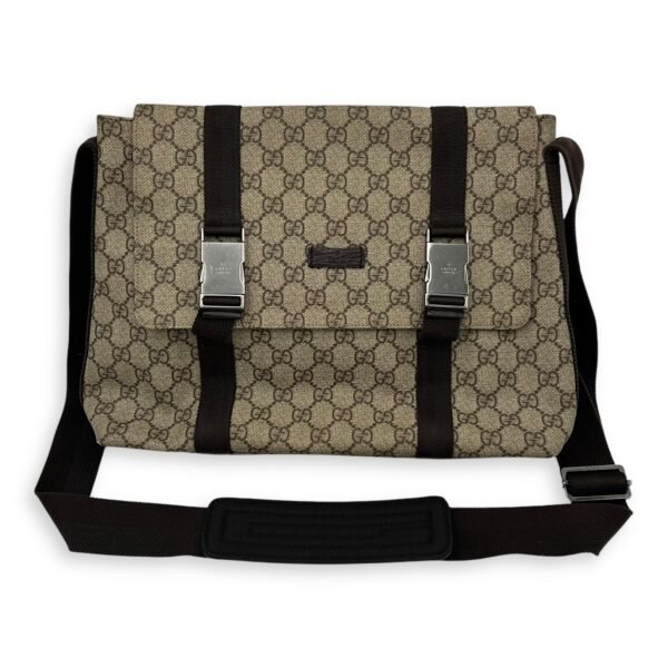 GG Supreme Messenger Brown in Coated Canvas, Silver hardware - Image 10