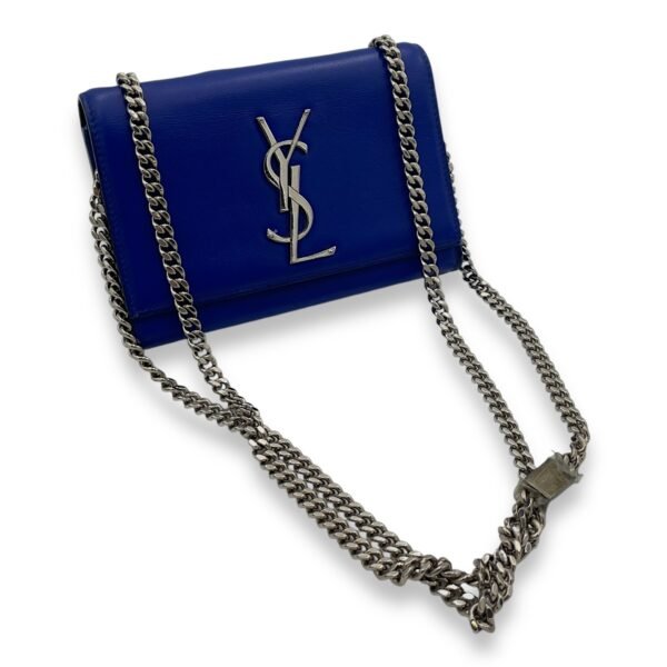 Kate Crossbody Bag Blue in Calfskin, Silver hardware - Image 10