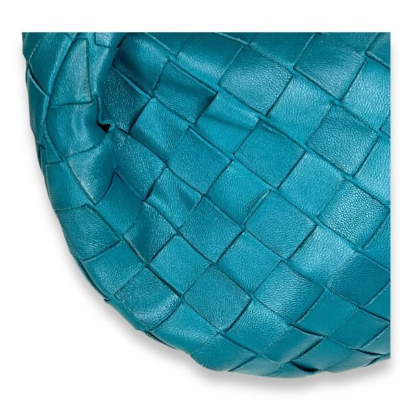 Jodie Mini Blue Shoulder Bag in Intrecciato Leather, Gold hardware - Image 10