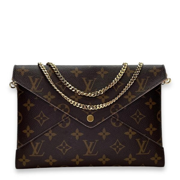 Kirigami Pouch Brown in Monogram Coated Canvas, Gold hardware - Image 10