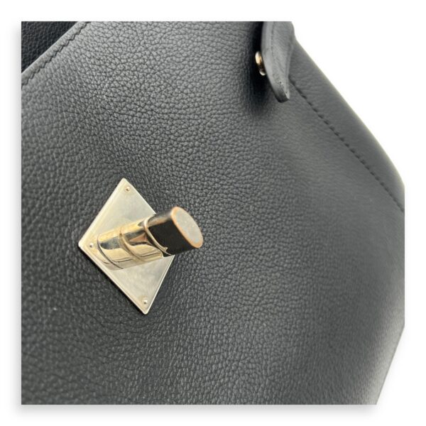 LockMe Ever MM Black Top Handle Bag in Calfskin, Silver hardware - Image 10