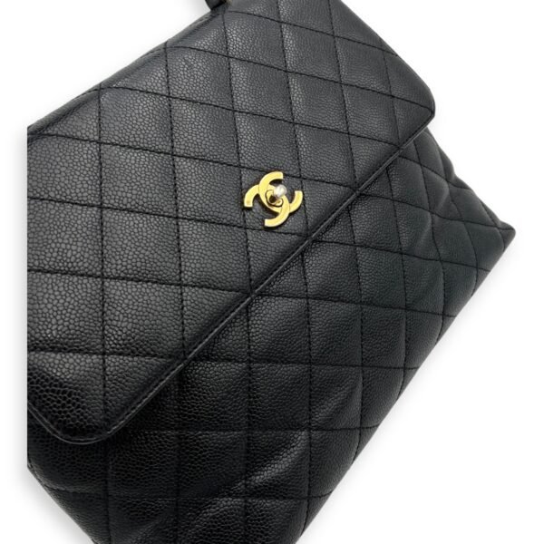 Kelly Top Handle Bag Black in Caviar Leather, Gold hardware - Image 9