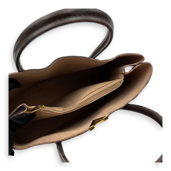 Kensington Top Handle Bag Brown in Coated Canvas, Gold hardware - Image 10