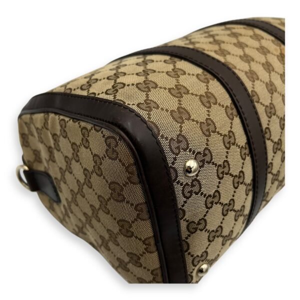 Boston Top Handle Bag Brown in Canvas, Gold hardware - Image 14