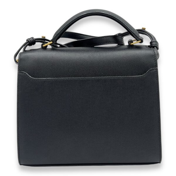 Cassandra Mini Black Top Handle Bag in Caviar Leather, Gold hardware - Image 2