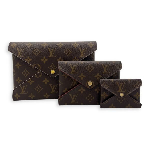 Kirigami Pouch Brown in Monogram Coated Canvas, Gold hardware - Image 14