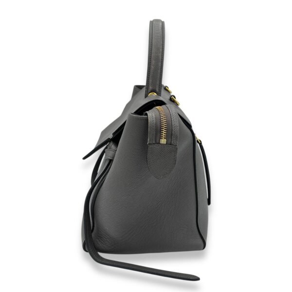 Belt Mini Grey Top Handle Bag in Calfskin, Gold hardware - Image 4