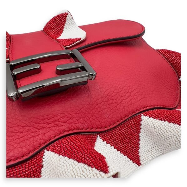 Baguette Shoulder Bag Red in Calfskin, Silver hardware - Image 12