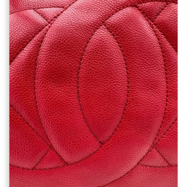 CC Tote Bag Red in Caviar Leather, Silver hardware - Image 10