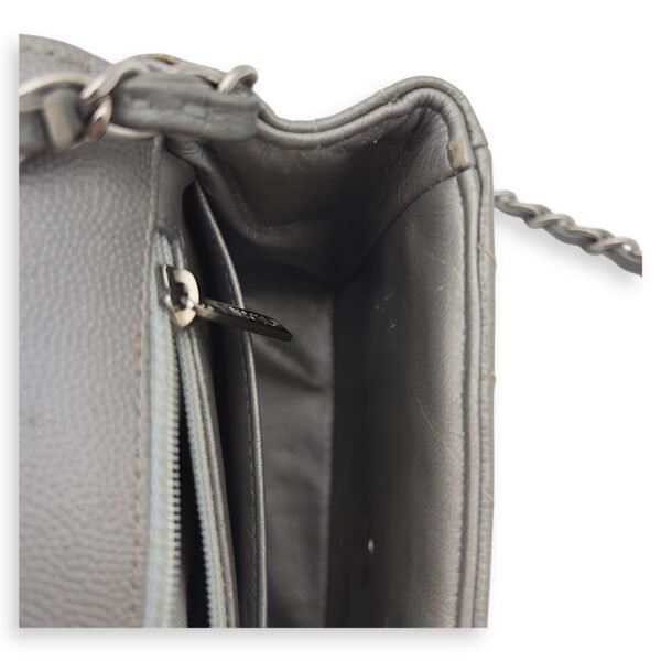 Chevron Square Mini Grey Crossbody Bag in Canvas, Silver hardware - Image 10