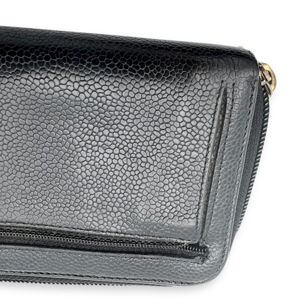 CC Zipped Black Wallet in Caviar Leather, Gold hardware - Image 10