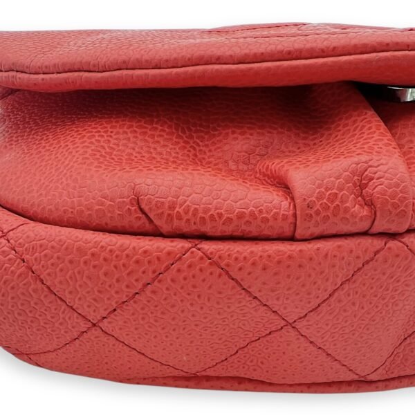 Half Moon Wallet On Chain Red in Caviar Leather, Silver hardware - Image 11
