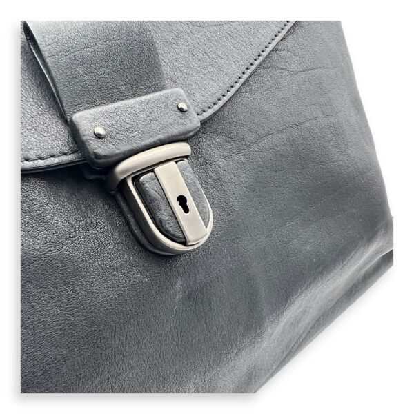 Flap Briefcase Black in Goat Leather, Ruthenium hardware - Image 10