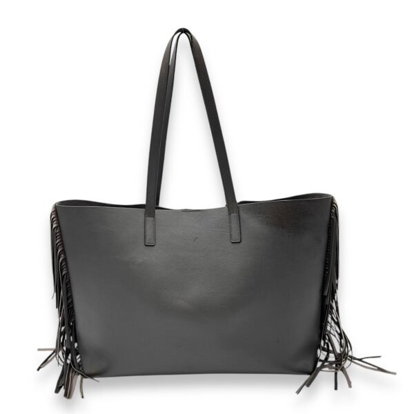 East West Shopping Fringe Tote Bag Grey in Calfskin, Silver hardware - Image 2