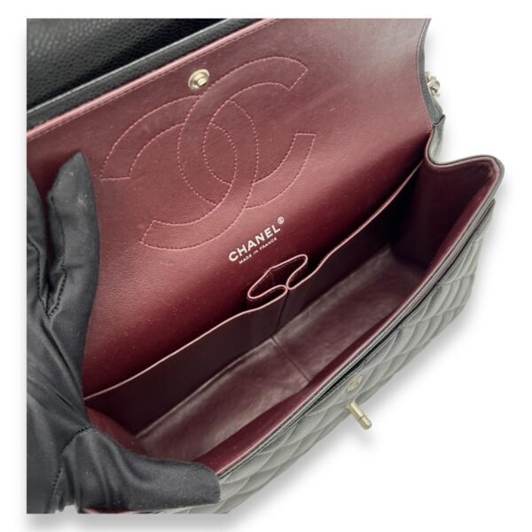 Classic Shoulder Bag Jumbo Black in Caviar Leather, Silver hardware - Image 10