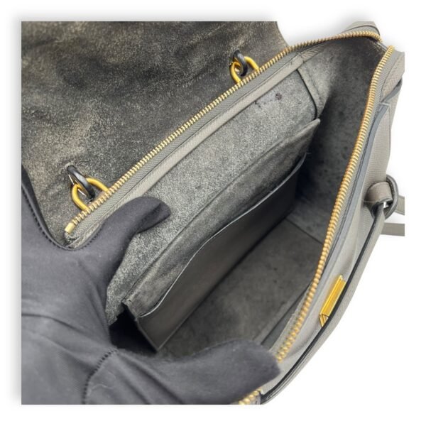 Belt Bag Top Handle Bag Micro Grey in Calfskin, Gold hardware - Image 10