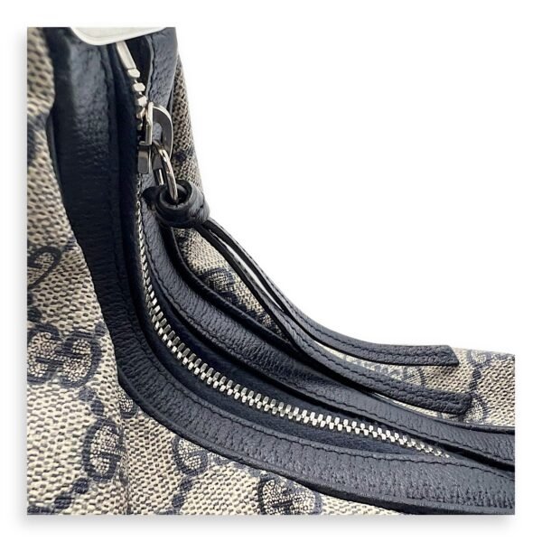Attache Shoulder Bag Blue in Coated Canvas, Silver hardware - Image 10