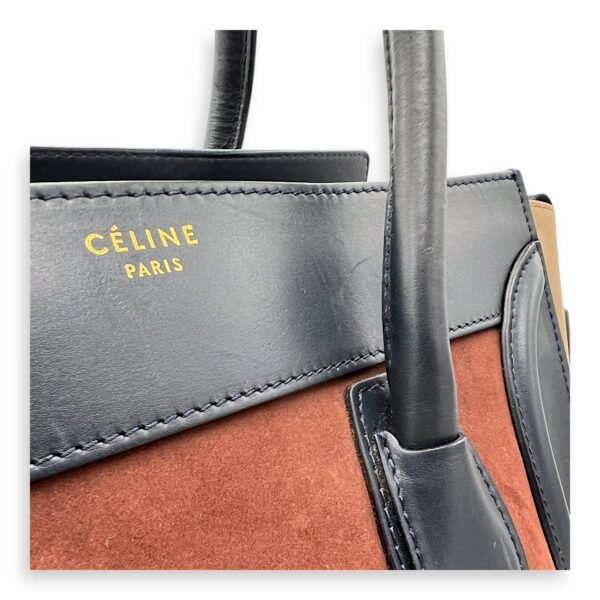 Luggage Mini Multi-colour Top Handle Bag in Suede Leather, Gold hardware - Image 10