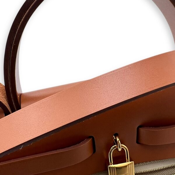 Herbag 31 Beton Top Handle Bag in Canvas, Gold hardware - Image 10