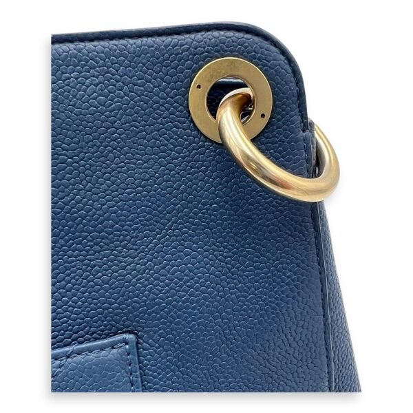 CC Lock Top Handle Bag Blue in Caviar Leather, Gold hardware - Image 11