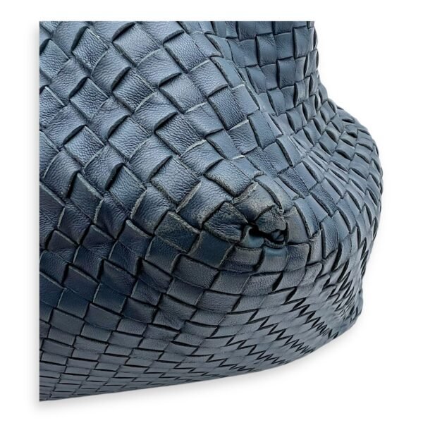 Intrecciato Shoulder Bag Blue in Lambskin, Ruthenium hardware - Image 10