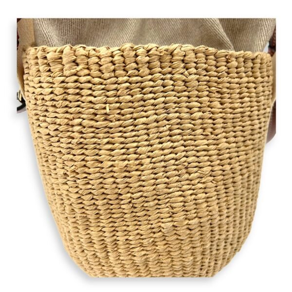 Bucket Crossbody Bag Brown in Jute, Gold hardware - Image 10