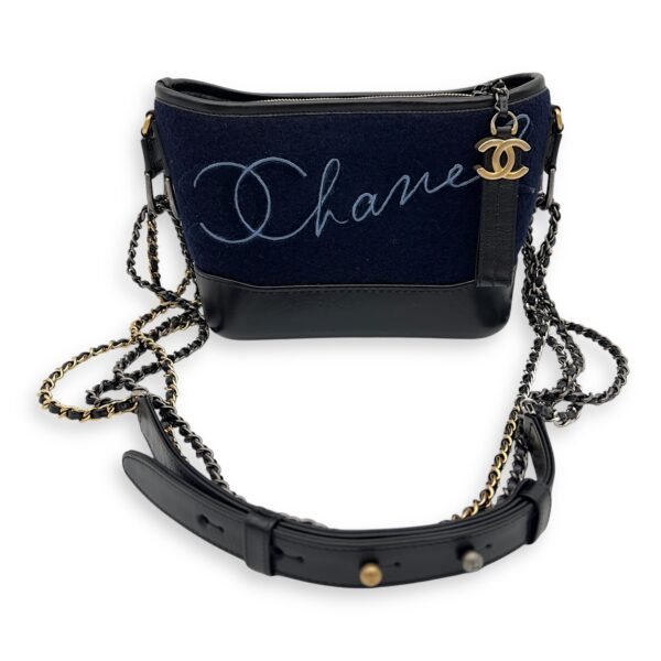 Gabrielle Small Blue Crossbody Bag in Felt Fabric, Mixed hardware - Image 6