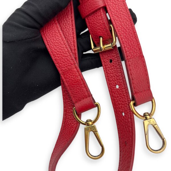 Double V Top Handle Bag Red in Calfskin, Gold hardware - Image 10