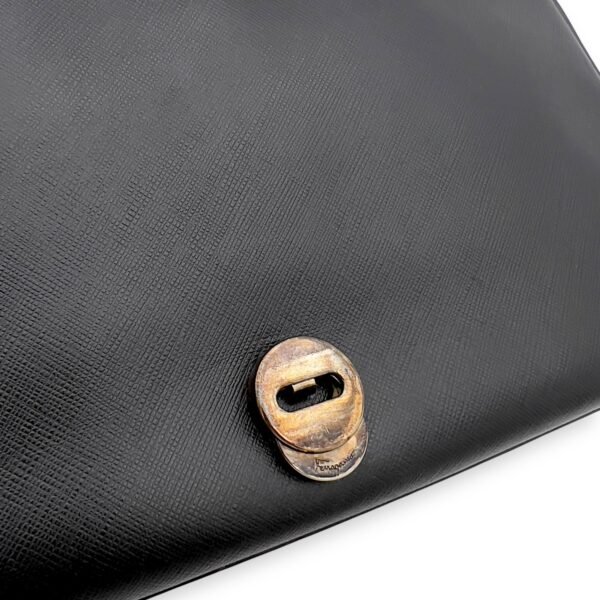 Gancini Shoulder Bag Black in Calfskin, Silver hardware - Image 10