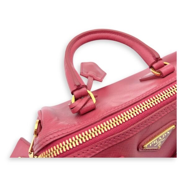 Convertible Bowler Boston Mini Pink Top Handle Bag in Saffiano Leather, Gold hardware - Image 10
