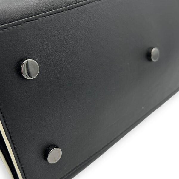 Cabas Top Handle Bag Black in Calfskin, Silver hardware - Image 10