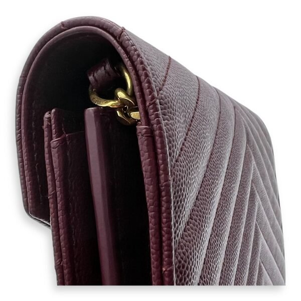 Cassandre Red Wallet On Chain in Calfskin, Gold hardware - Image 10