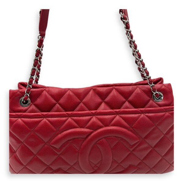 CC Shoulder Bag Red in Caviar Leather, Silver hardware - Image 8